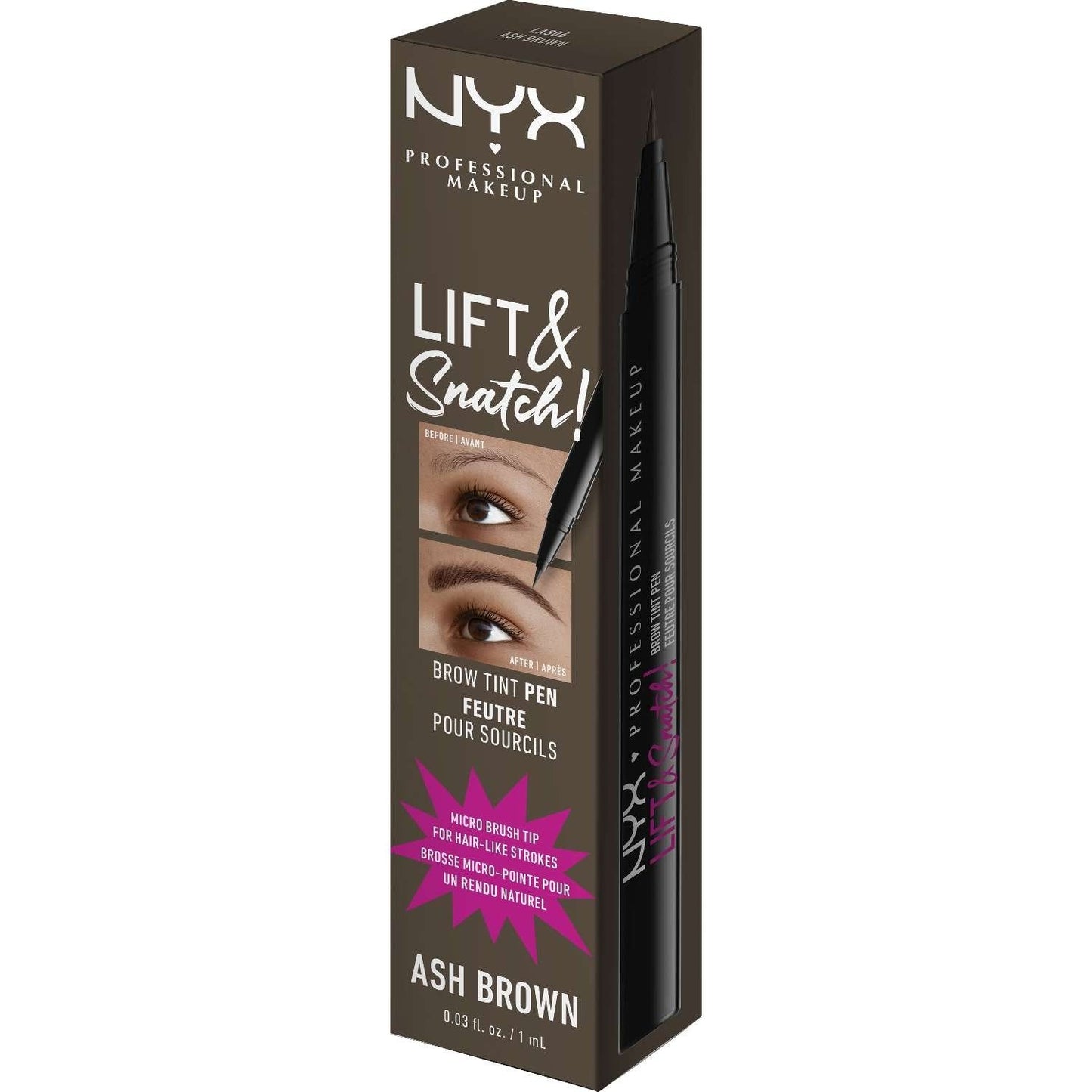 NYX Lift Snatch Brow Tint Pen 06 - Ash Brown 0.03 Fl Oz